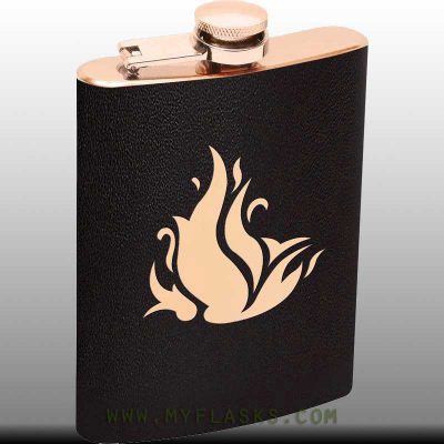 hip flask with flame wrap copper toned
