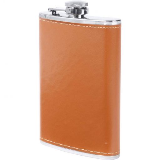tan faux leather flask