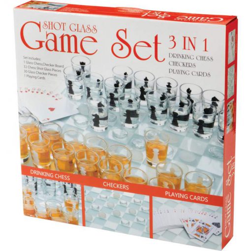 3 in 1 drinking game set box